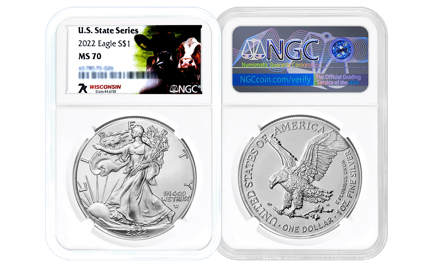 2022 7k State Label American Silver Eagle Series 1oz Silver Coin