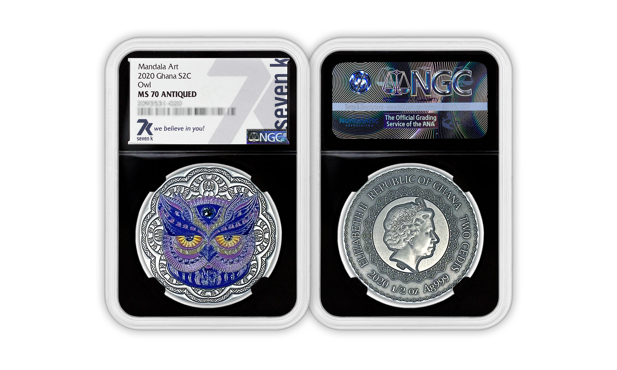 2020 Mandala Animals Owl 1/2oz Silver Coin MS70