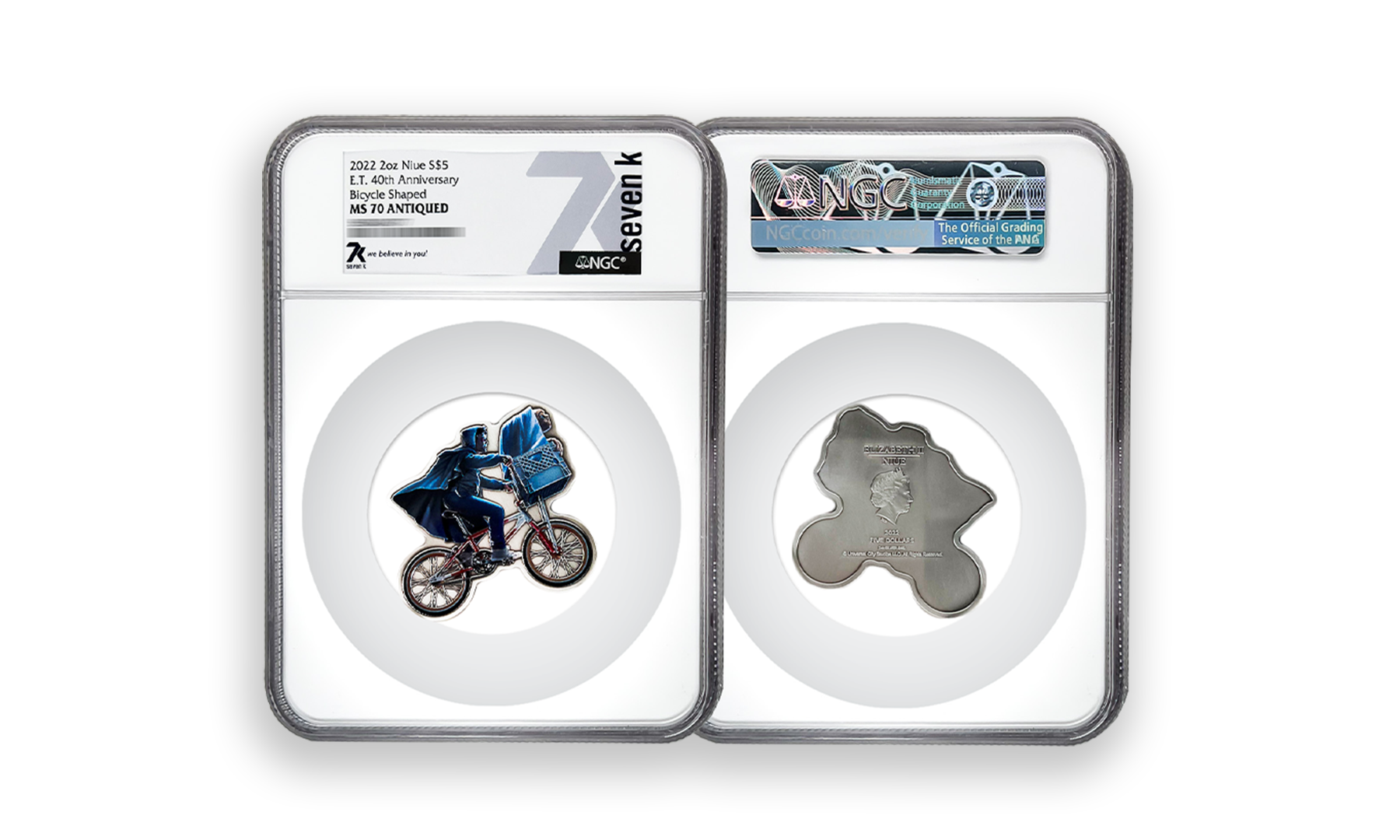 2022 E.T. 40th Anniversary Bicycle Shaped 2oz Silver Coin MS70