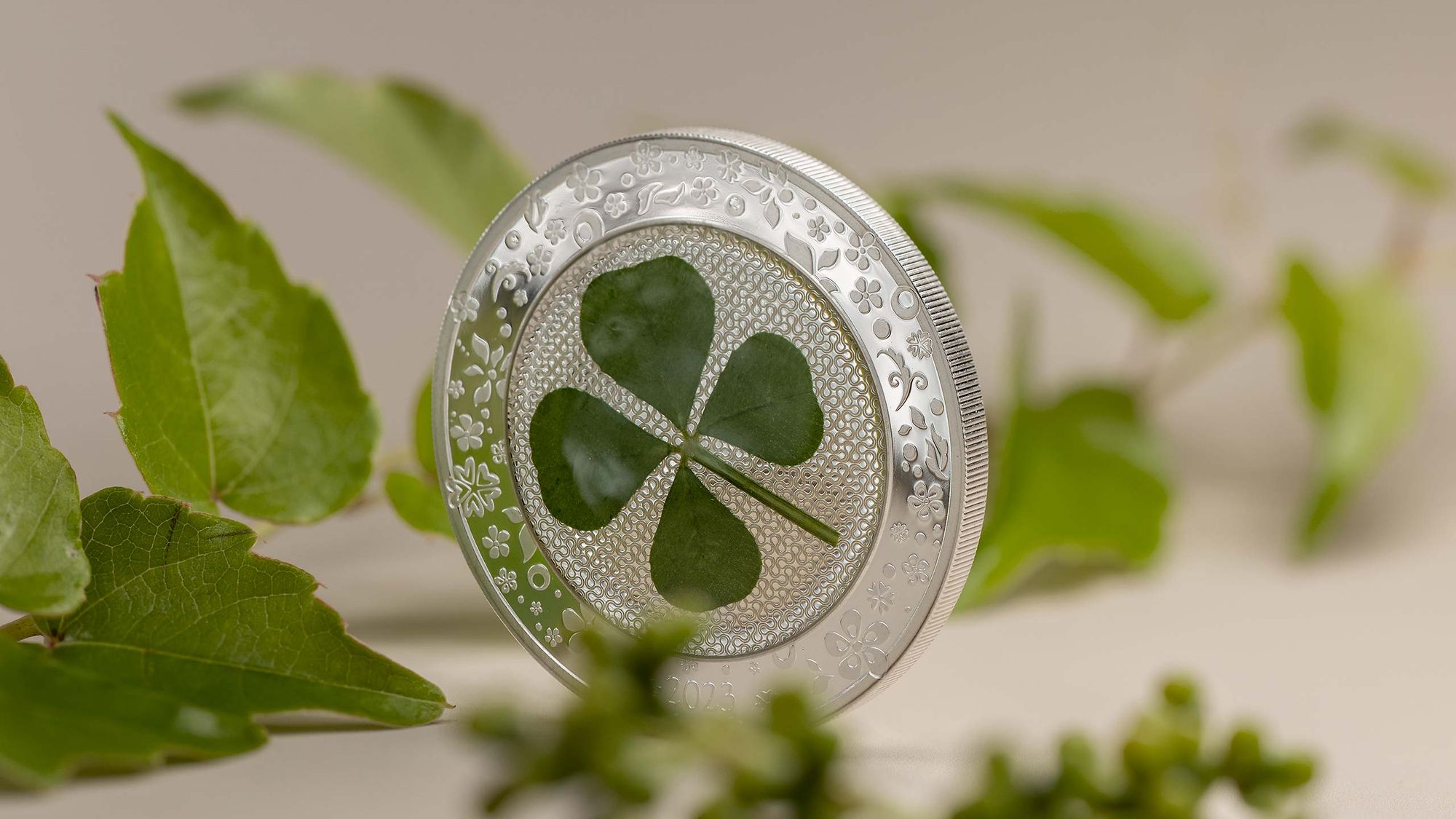 2023 Four Leaf Clovers Ounce of Luck 1oz Silver Coin