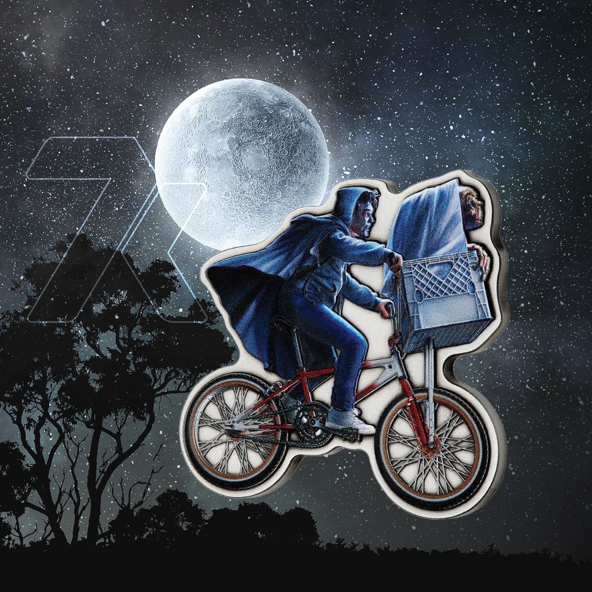 2022 E.T. 40th Anniversary The Extra Terrestrial Bicycle Shaped 2 oz Silver Coin