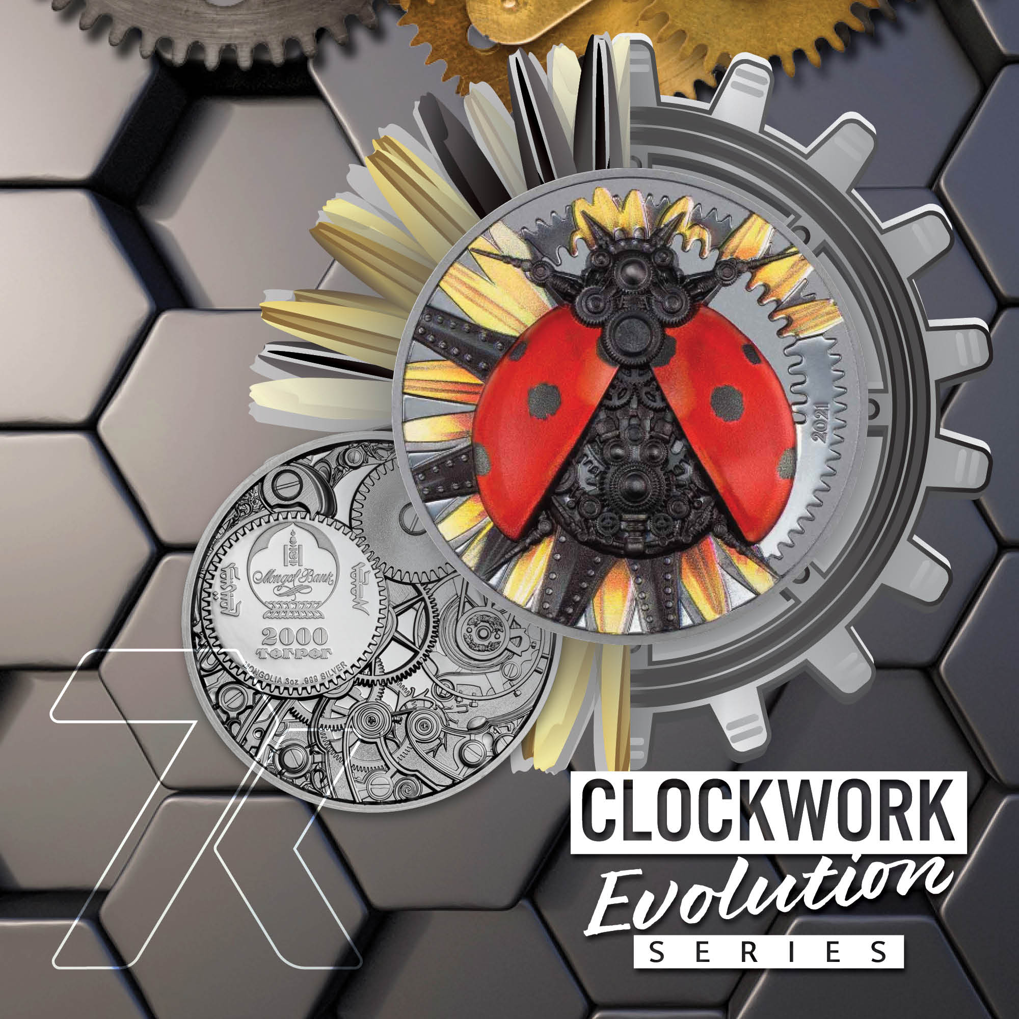 2021 Clockwork Evolution Mechanical Ladybug 3 oz Silver Coin