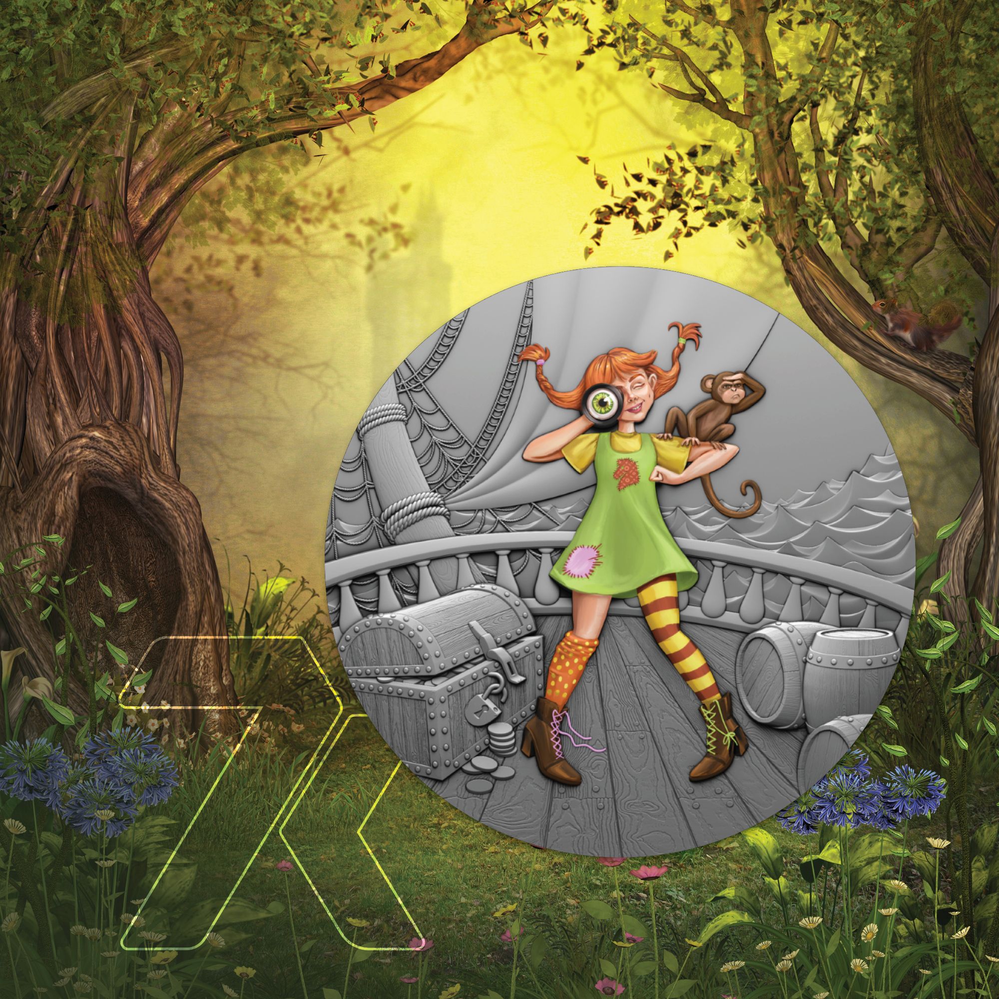 2022 Fairy Tales Pippi Longstocking Monkey Girl 1 oz Silver Coin