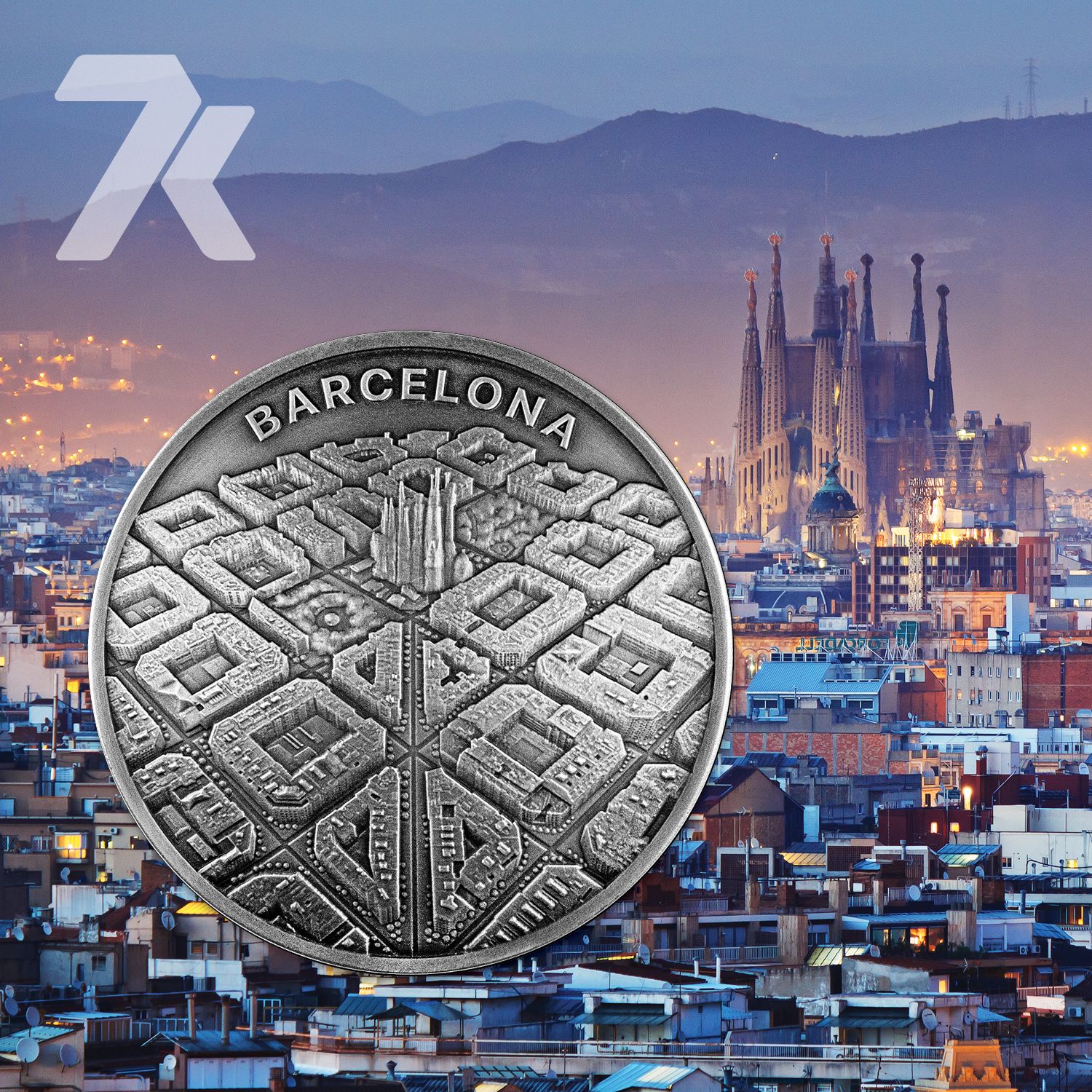 2021 Drone Eye View Barcelona 2 oz Silver Coin