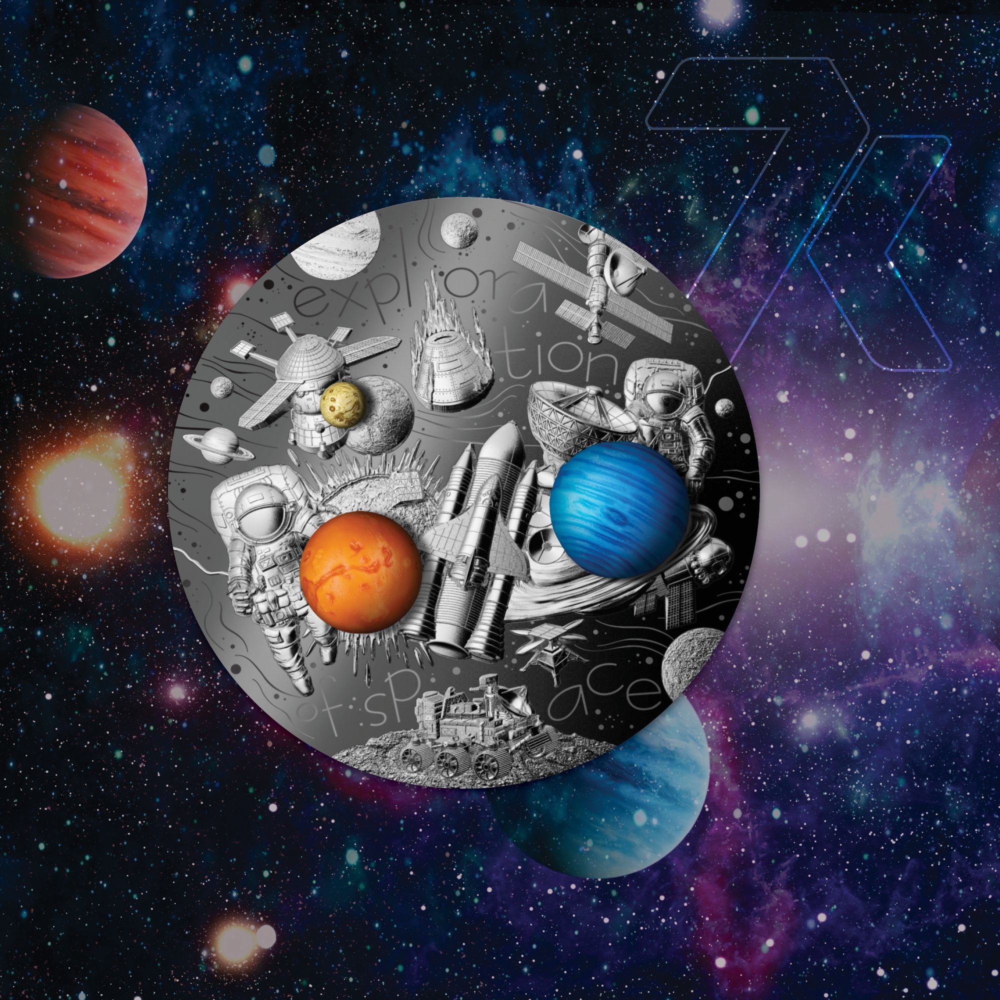 2022 De Doodle Exploration of Space 3 oz Silver Coin