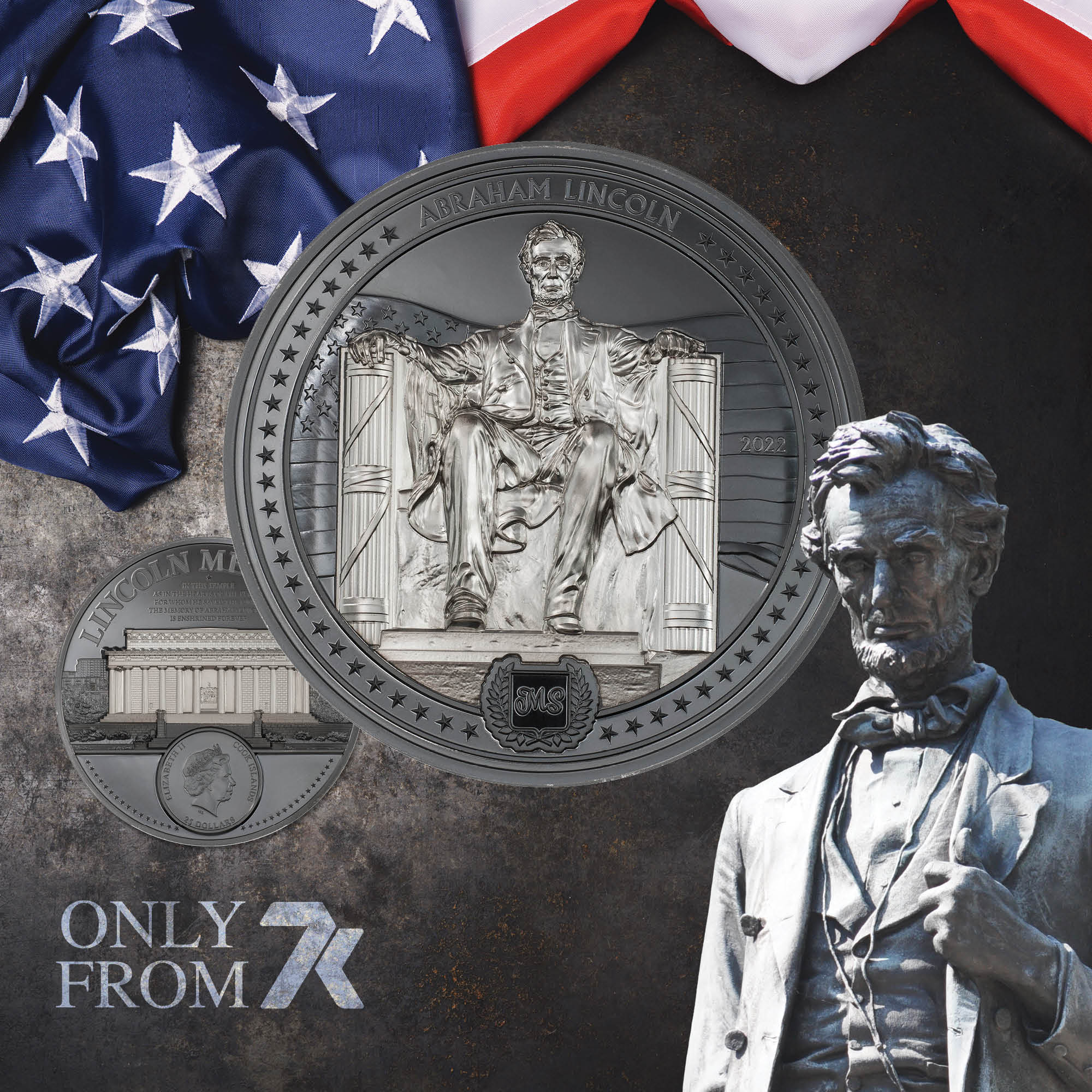 2022 Miles Standish Abraham Lincoln 5 oz Silver Coin
