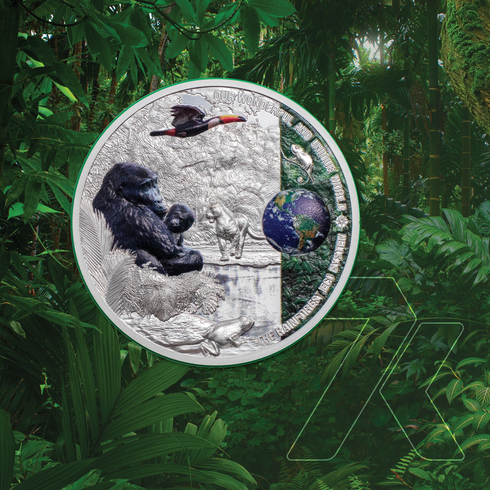 2021 Our Wonderful & Unique World Rainforest Ecosystem 2 oz Silver Coin