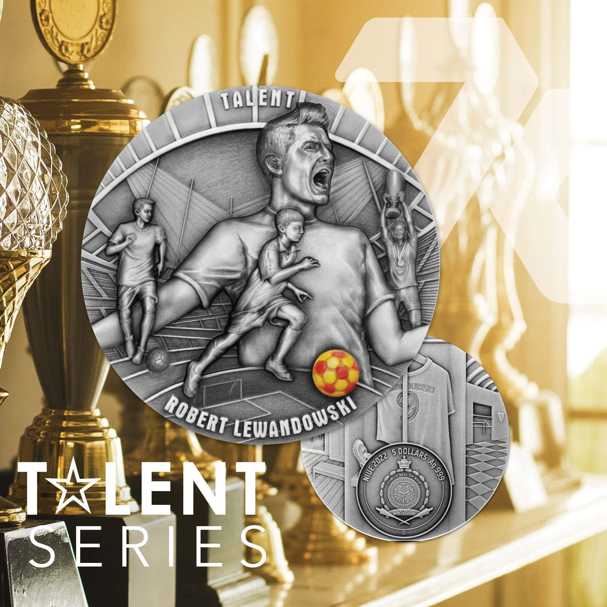 2022 Talent Series Robert Lewandowski 2 oz Silver Coin
