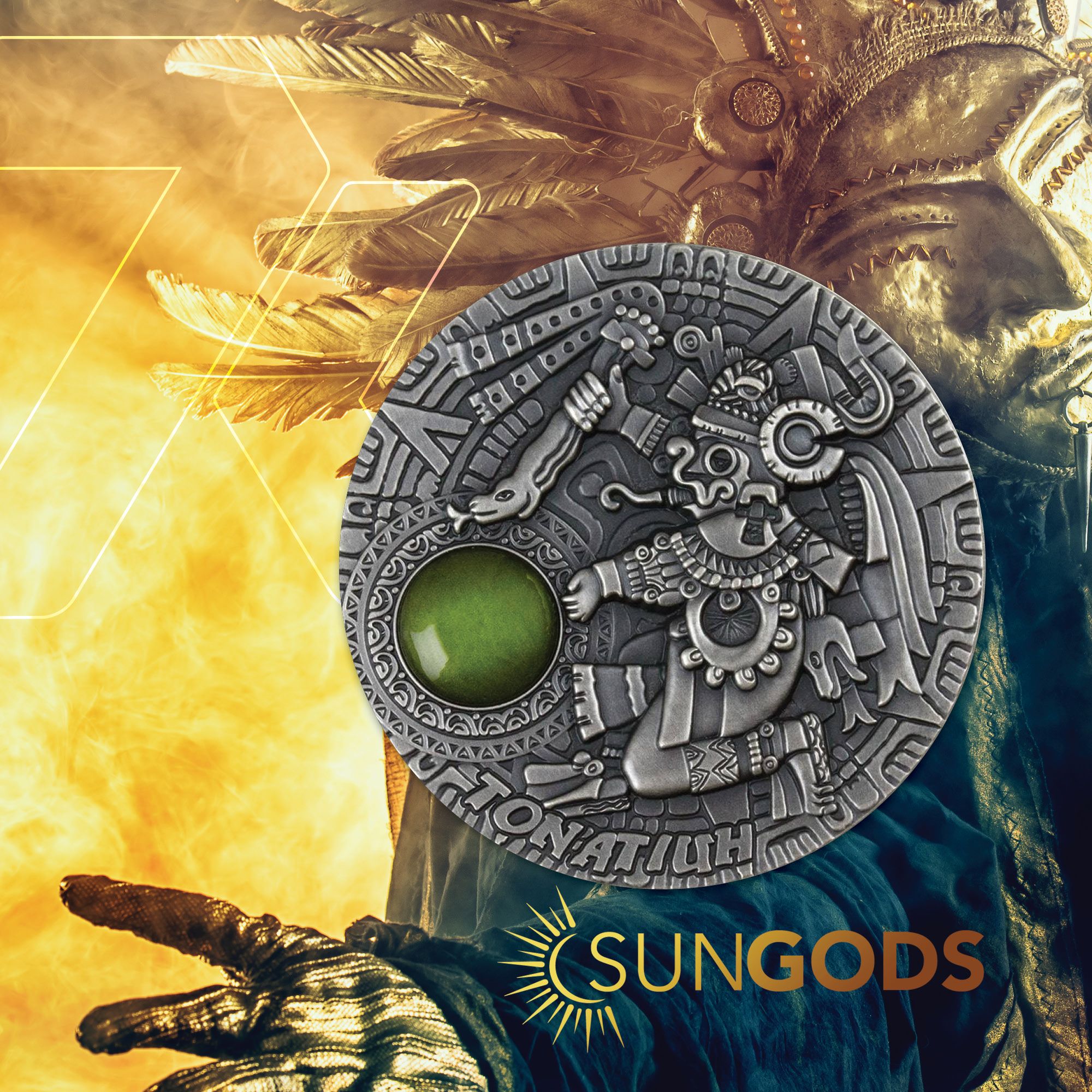2020 Sun Gods Tonatiuh 2 oz Silver Coin