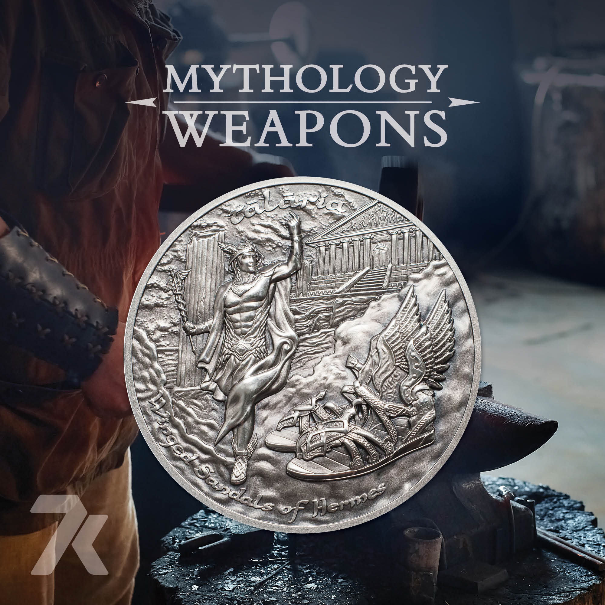 2019 Mythology Weapons Winged Sandals of Hermes 2 oz Silver Coin