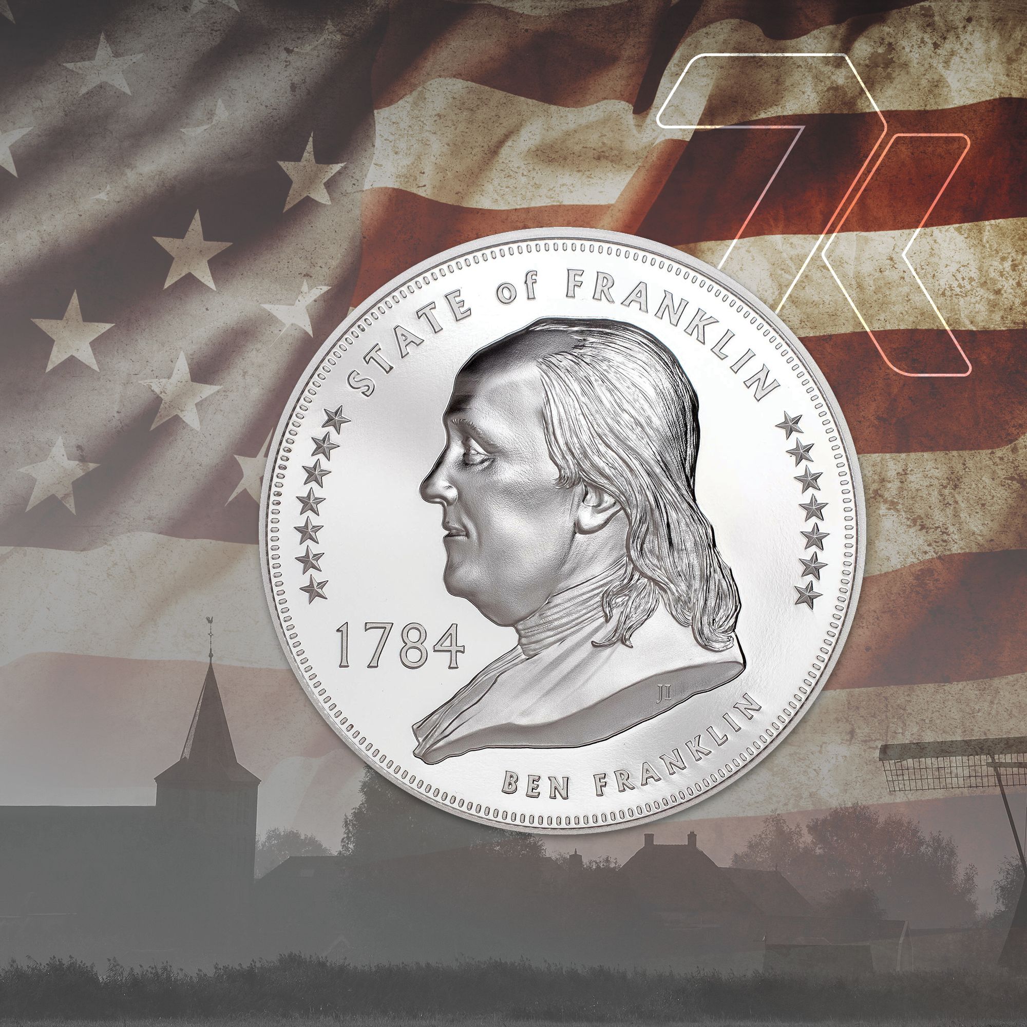 2020 Lost States of America Franklin 1 oz Silver Coin