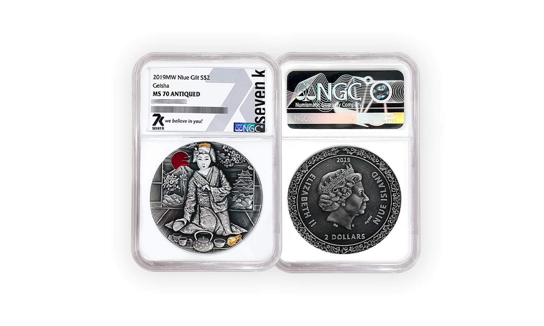 2019 Geisha 2 oz Silver Coin MS70