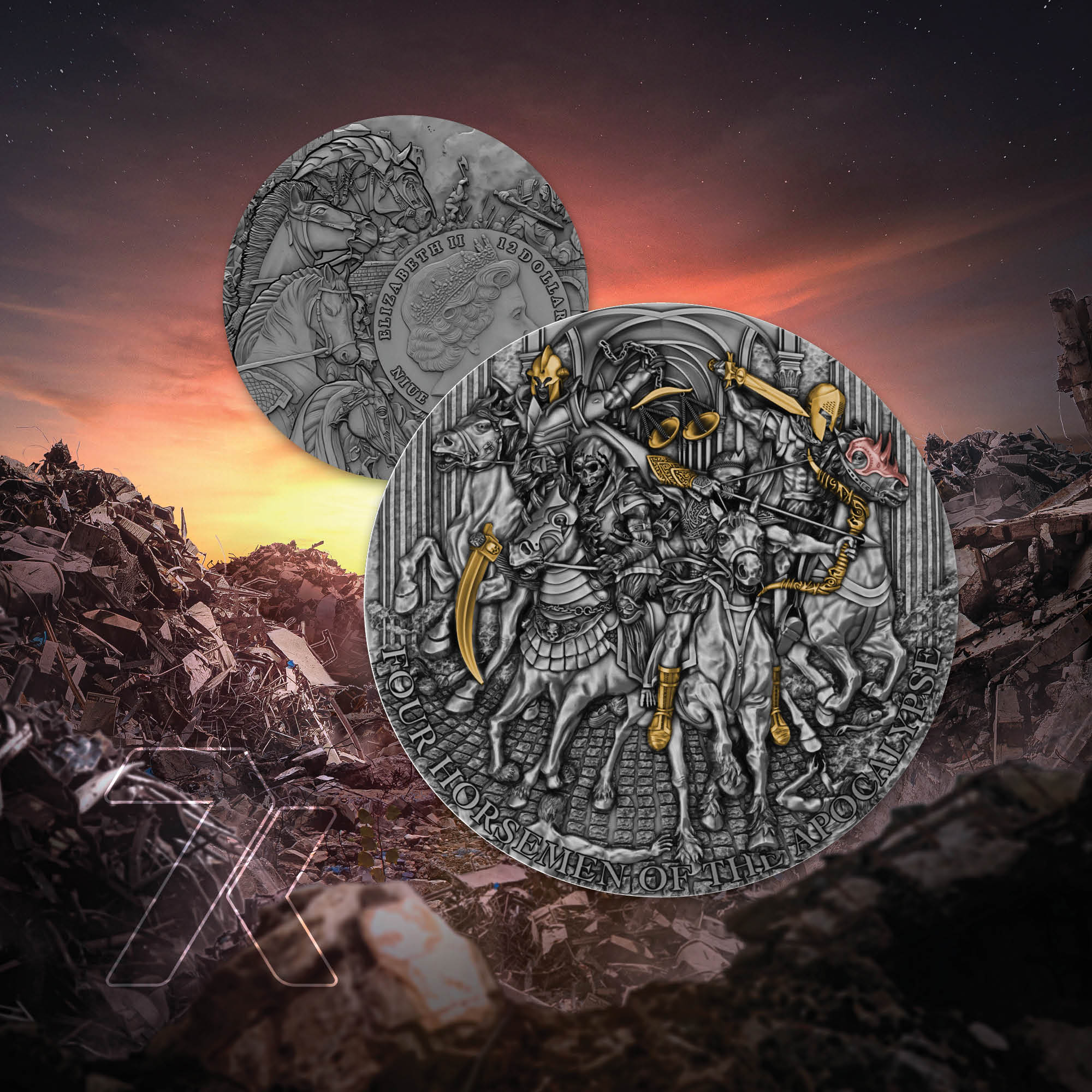2022 Four Horsemen of the Apocalypse 5 oz Silver Coin