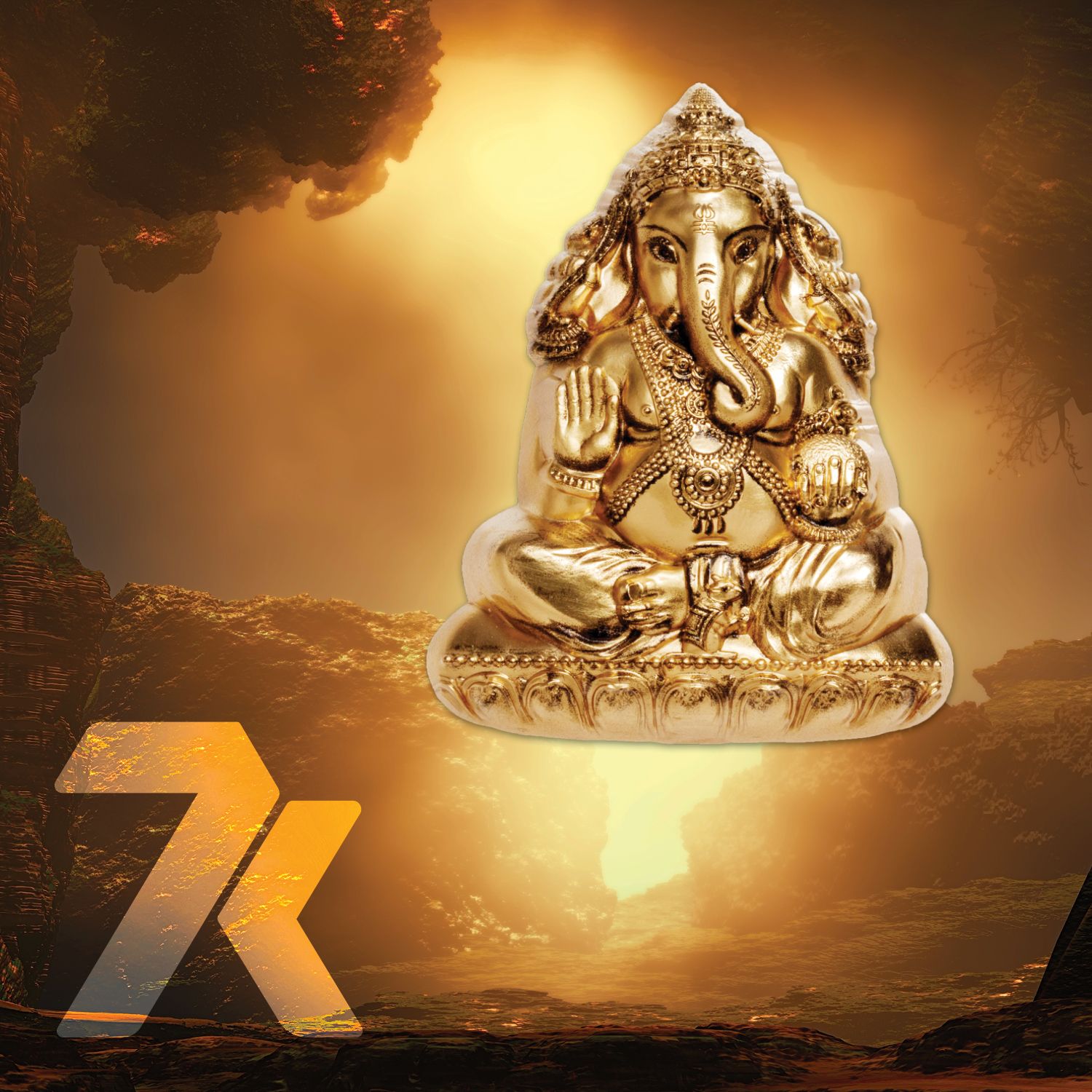 2019 Spiritual Art Lord Ganesha Gilded 3 oz Silver Coin