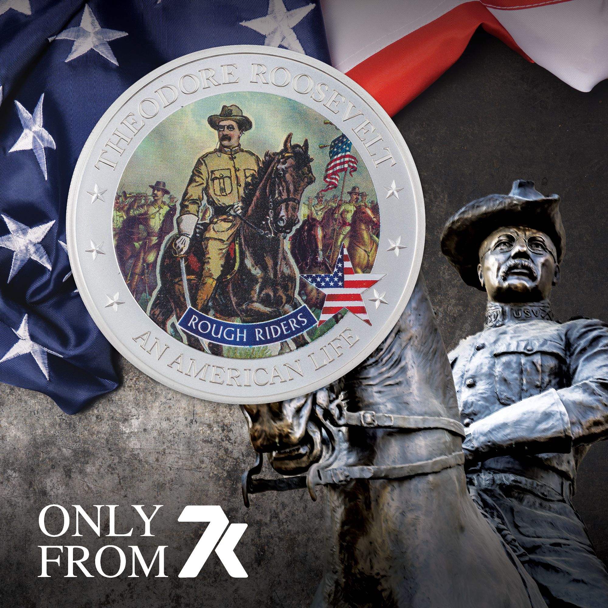2022 An American Life: Teddy Roosevelt Rough Rider 1/2 oz Silver Coin