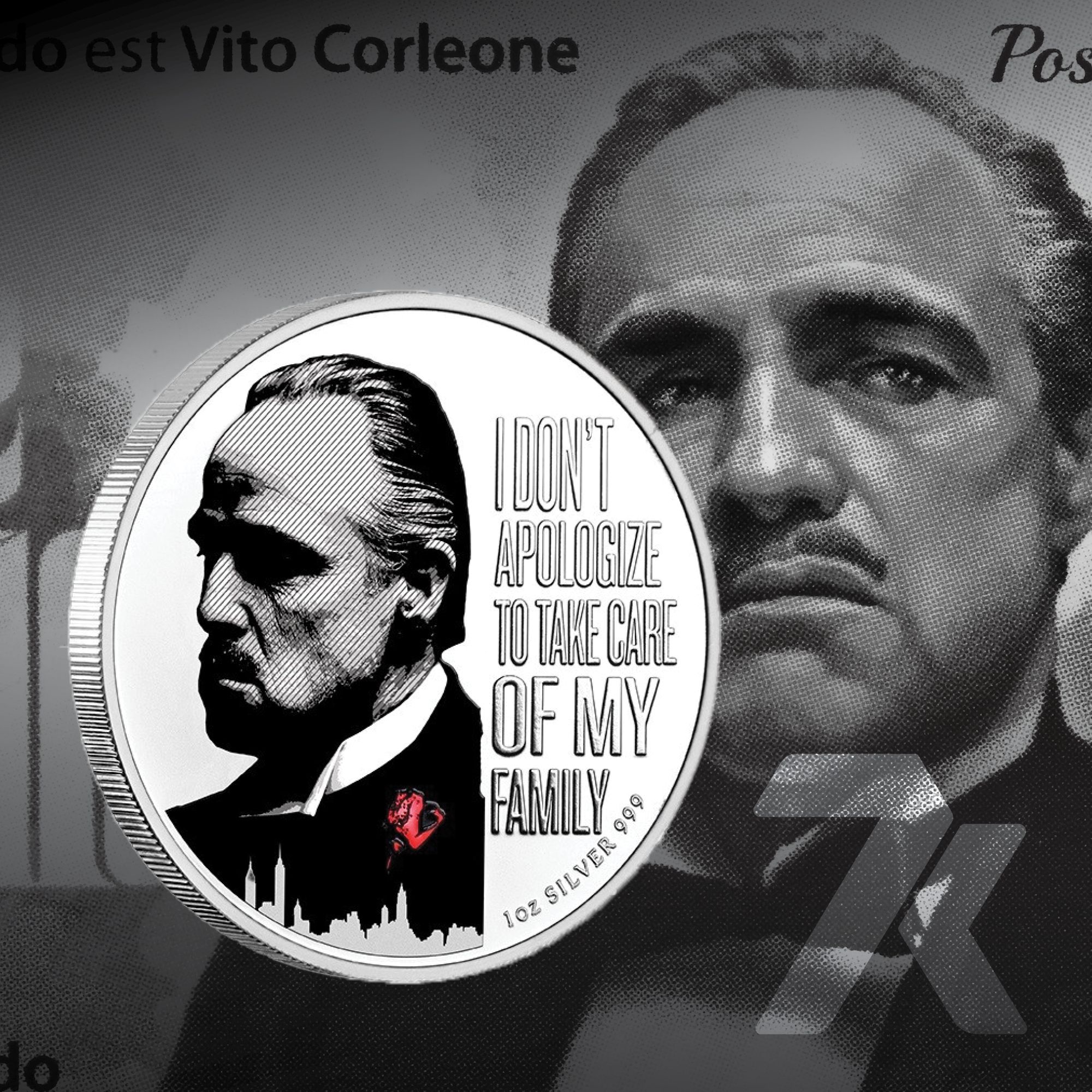 2022 The Godfather 50th Anniversary Red Rose 1 oz Silver Coin