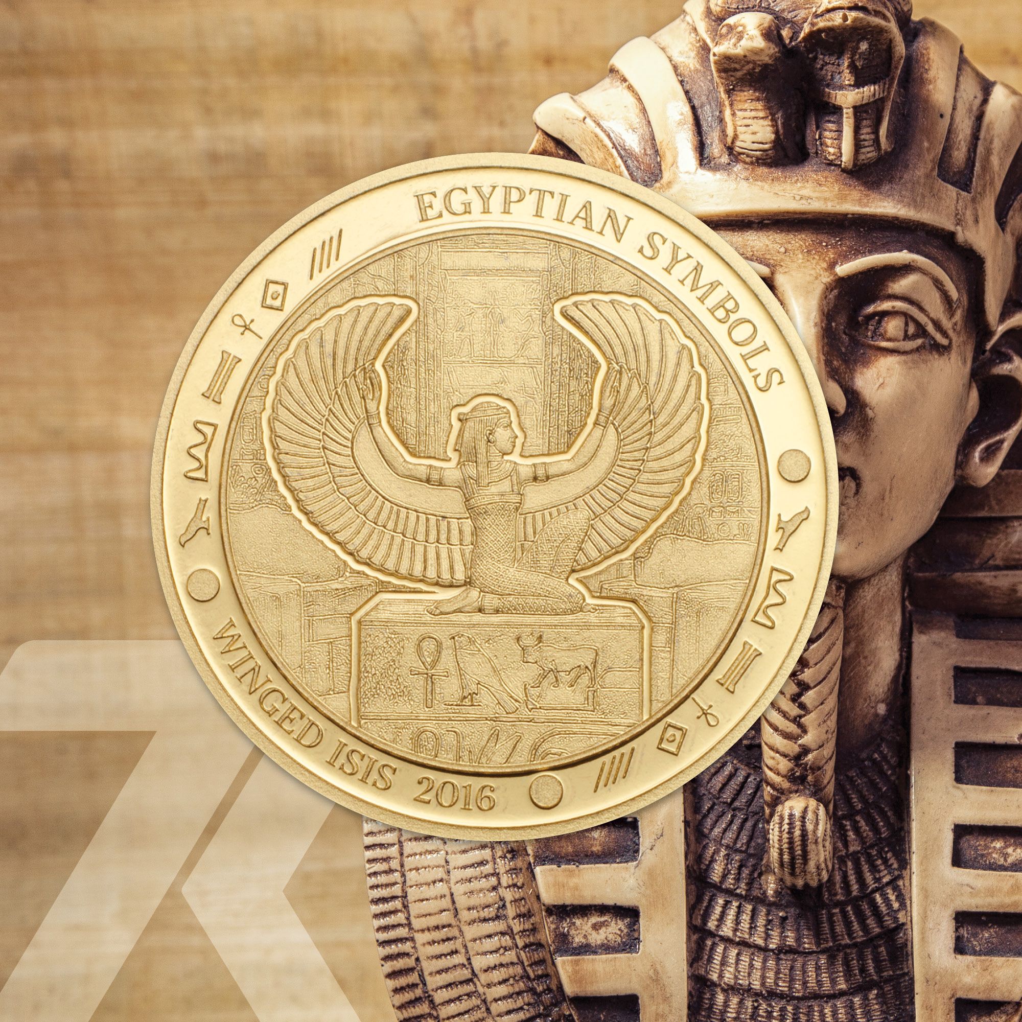 2016 Egyptian Symbols Winged Isis 1/2 gram Gold Coin 