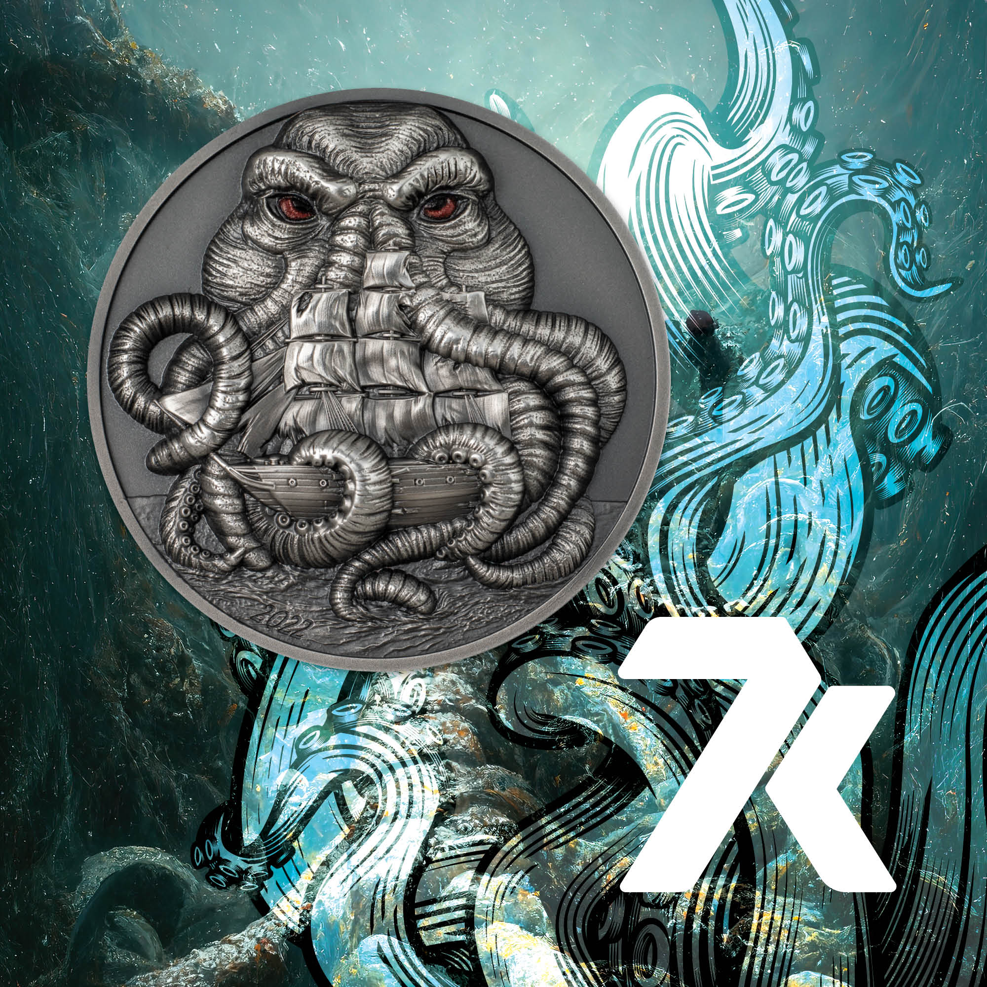 2022 H.P Lovecraft Cthulhu 3 oz Silver Coin