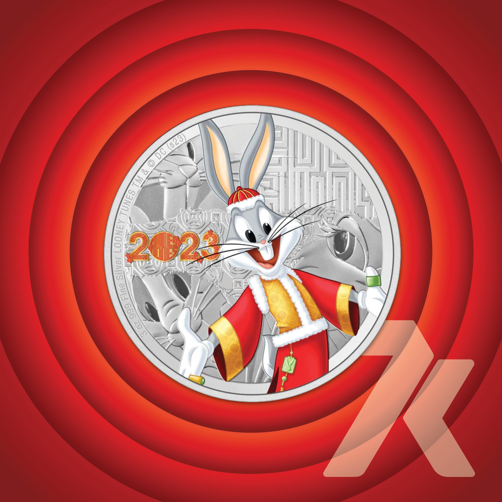 2023 Looney Tunes Year of the Rabbit Bugs Bunny 3 oz Silver Coin
