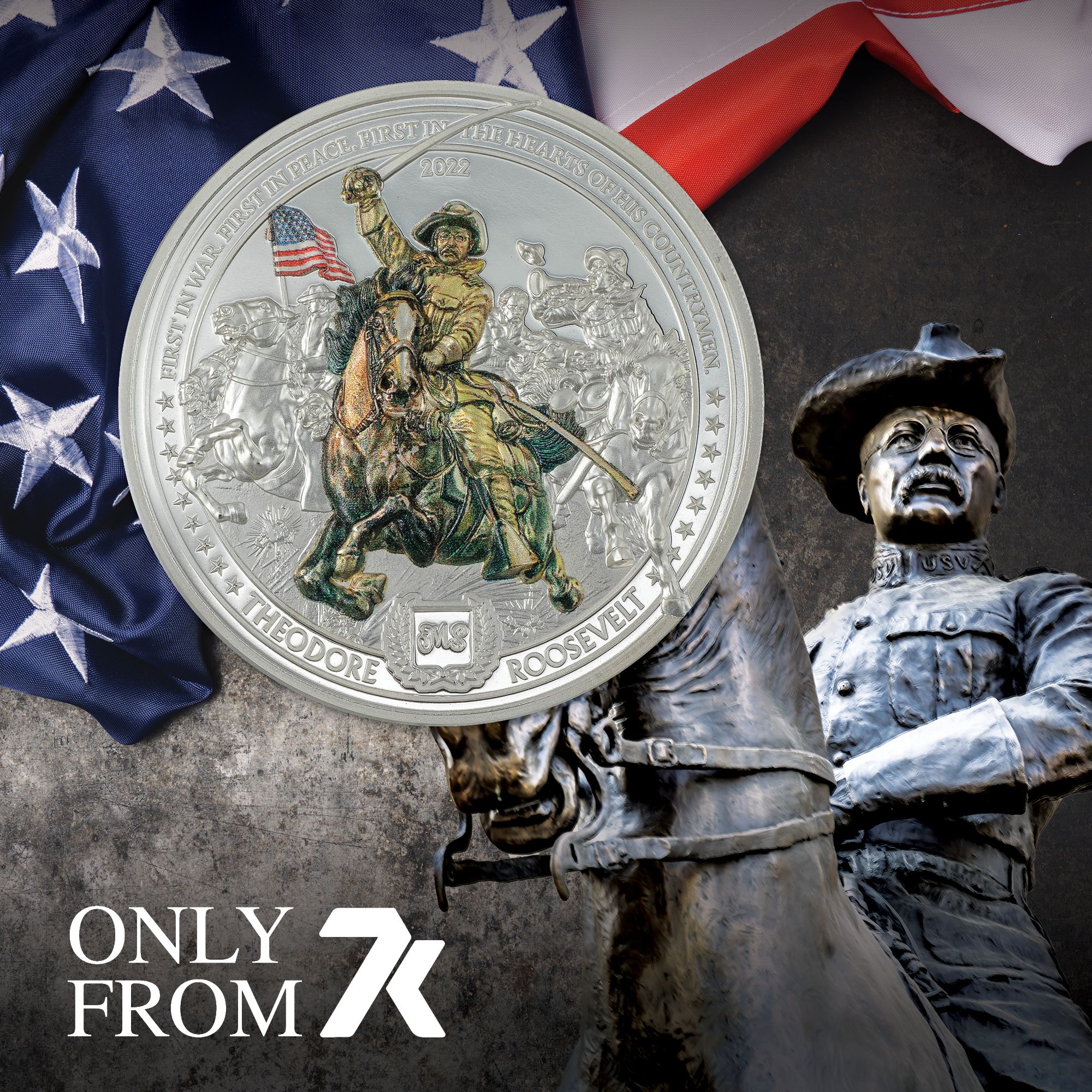 2022 An American Life: Theodore Roosevelt 2 oz Silver Coin