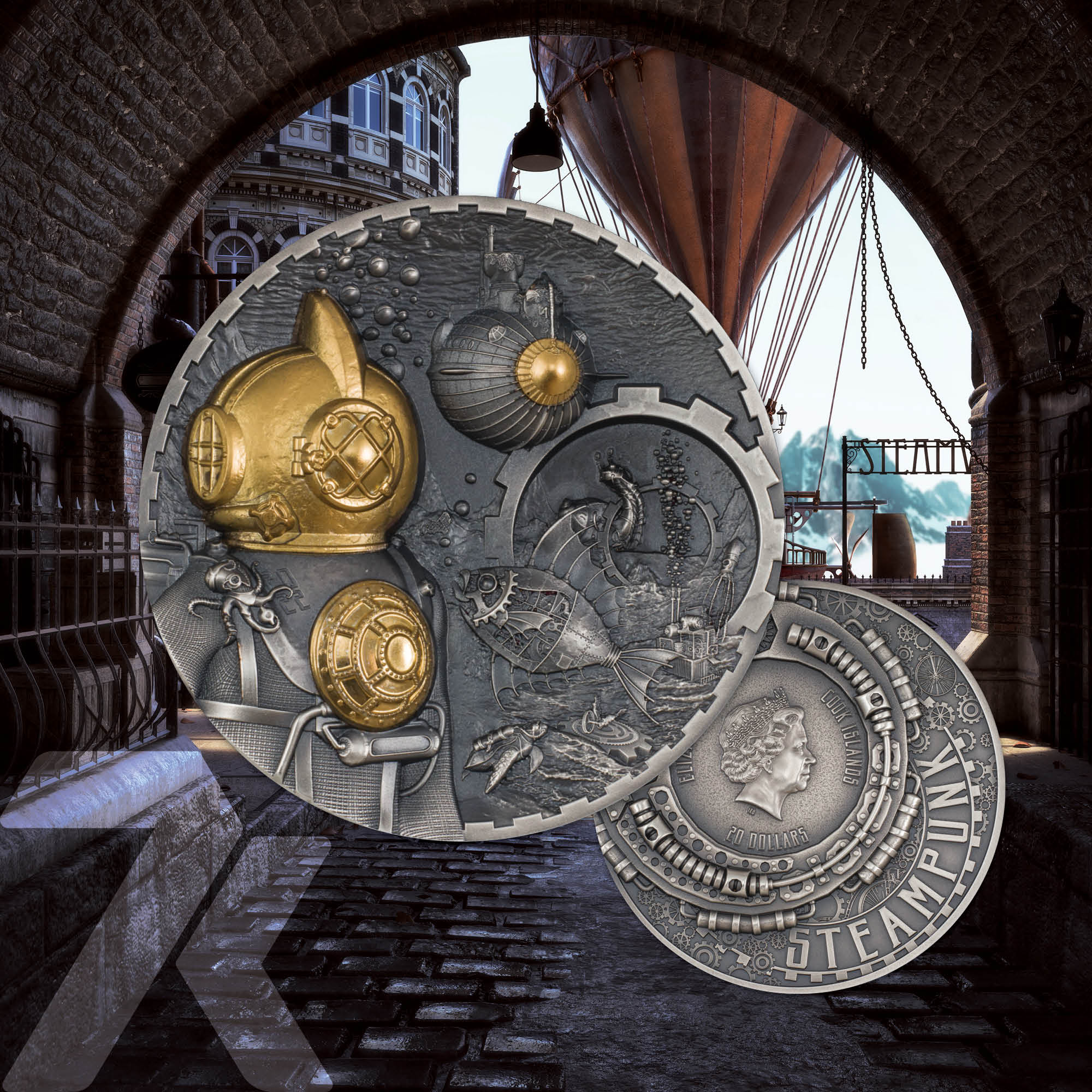 2022 Steampunk Nautilus 3 oz Silver Coin