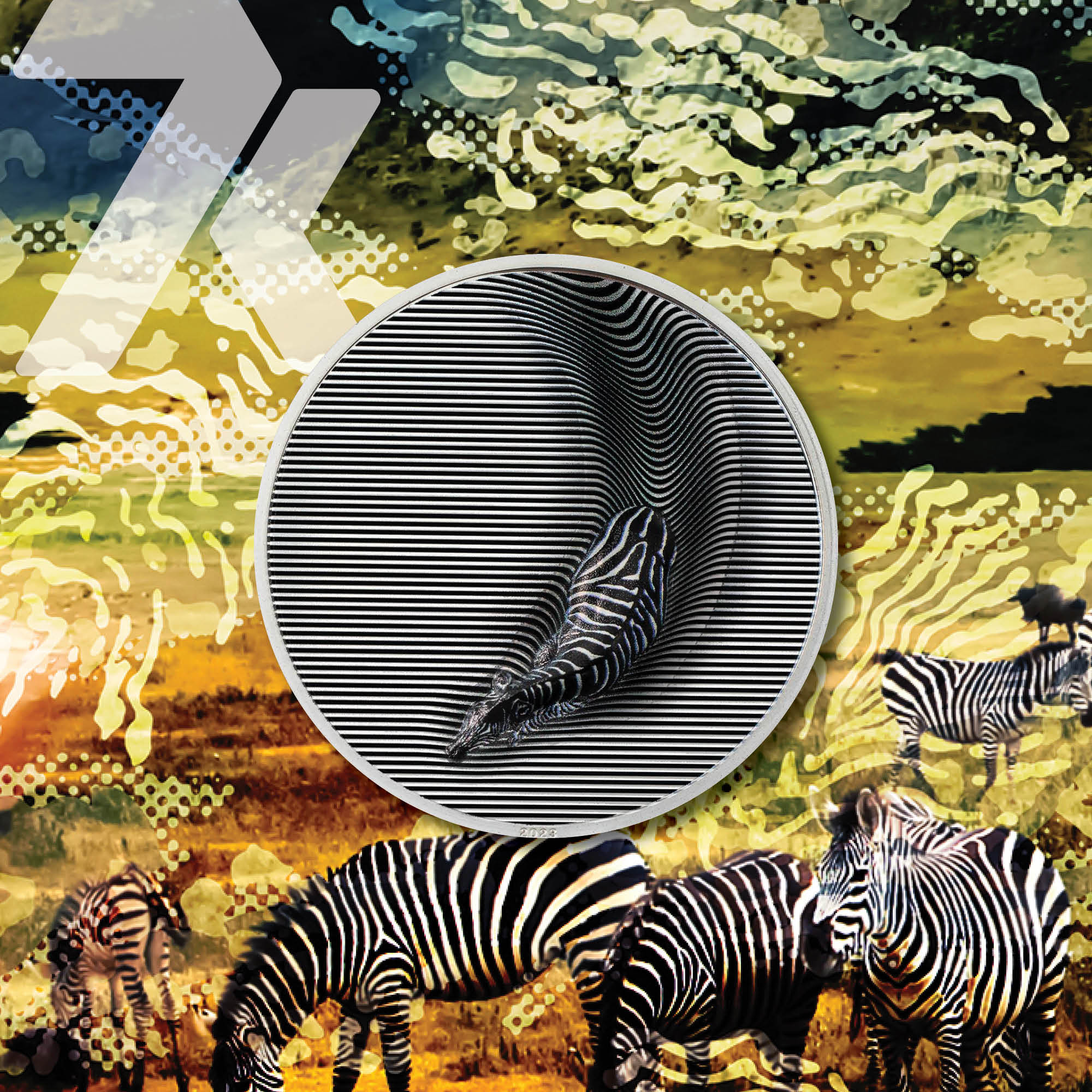 2023 Camouflage of Nature Zebra 3 oz Silver Coin