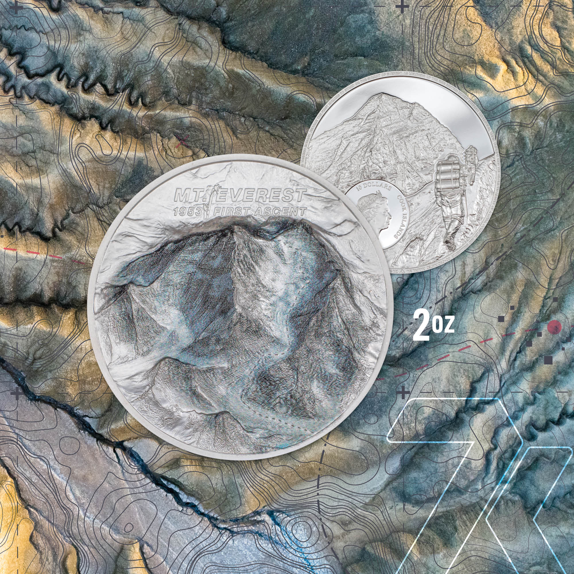 2023 First Ascent Mount Everest 2 oz Silver Coin