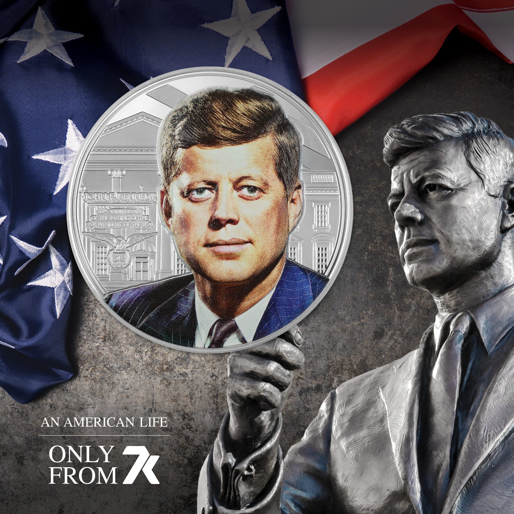 2023 An American Life – John F. Kennedy 5-oz silver PF70 & PF69