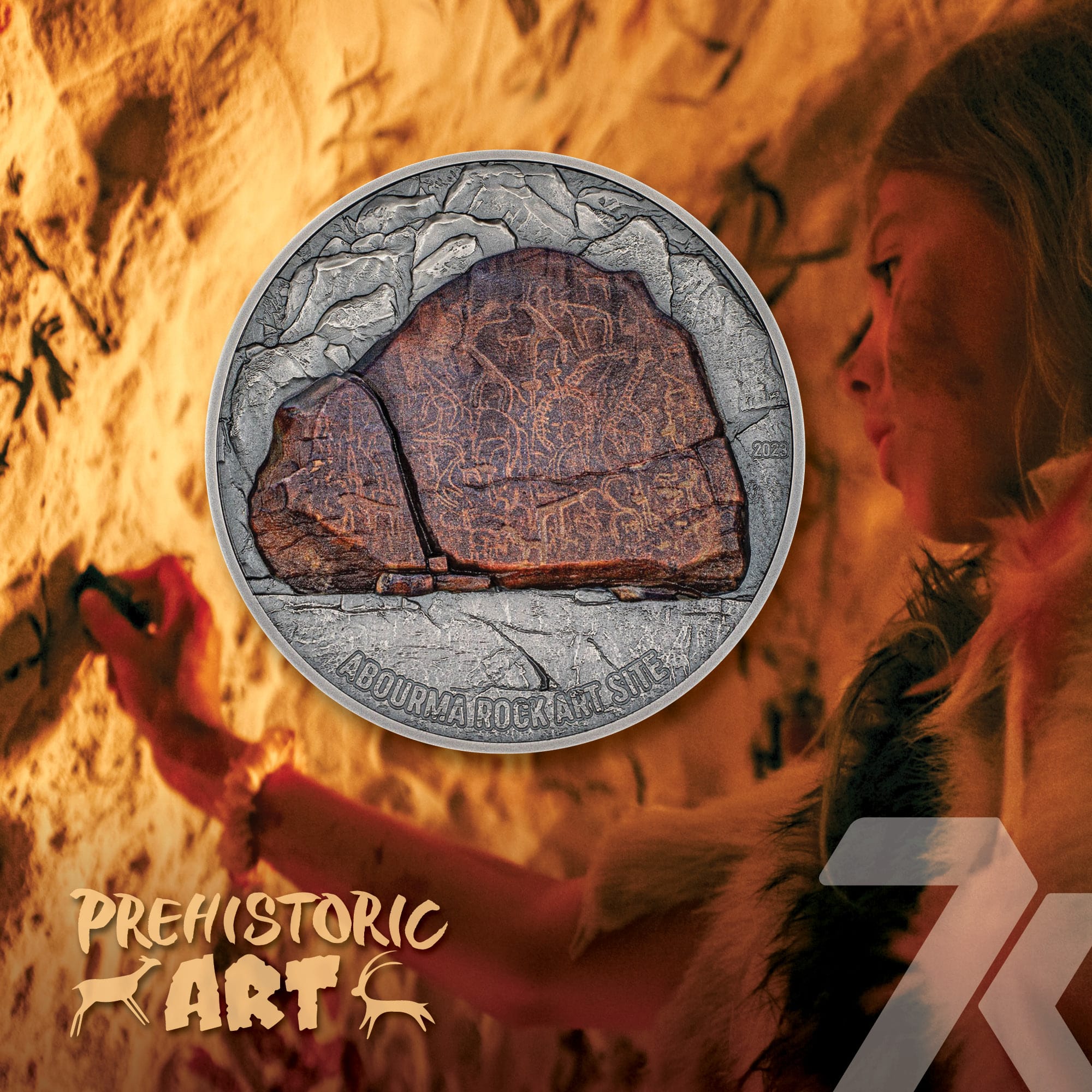 2023 Prehistoric Art – Abourma Rock Art 3-oz silver MS70