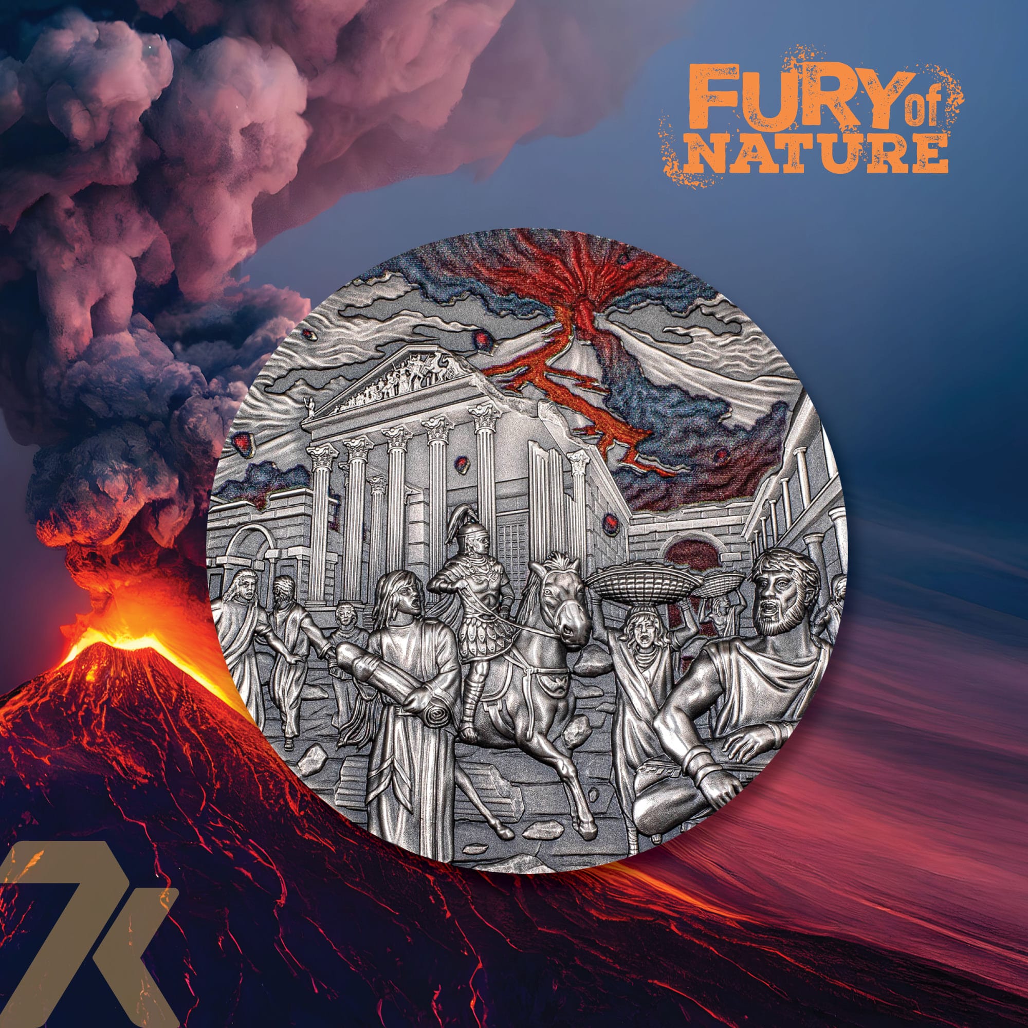 2023 Fury of Nature – Pompeii Volcano Eruption 2-oz silver PF70